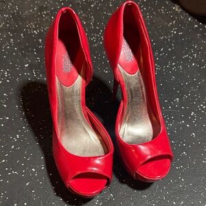 Charlotte Russe Vibrant Red Peep Toe Heels
